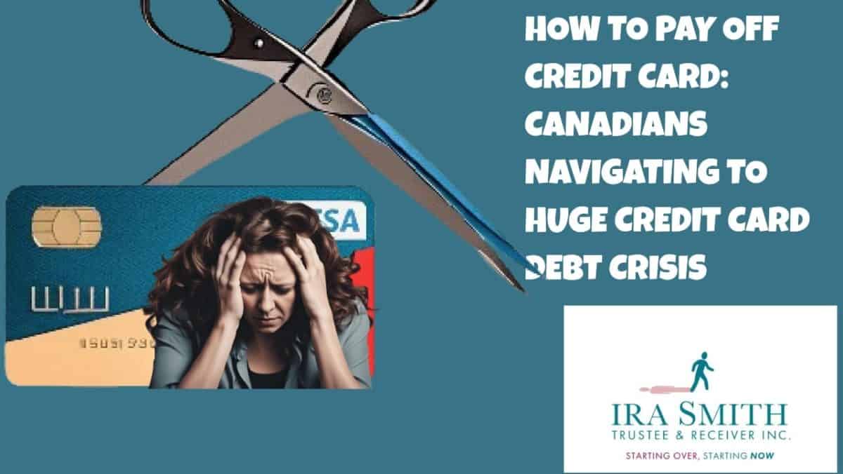 Picture of worried woman in front of a credit card being cut in half with scissors shows that she is finally trying to take control over her high credit card debt.