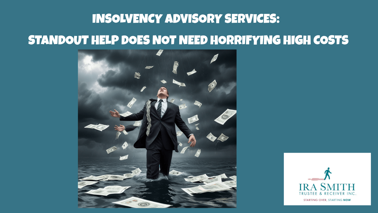 the purpose of the image is to show a business person who company has entered insolvency in need of financial restructuring