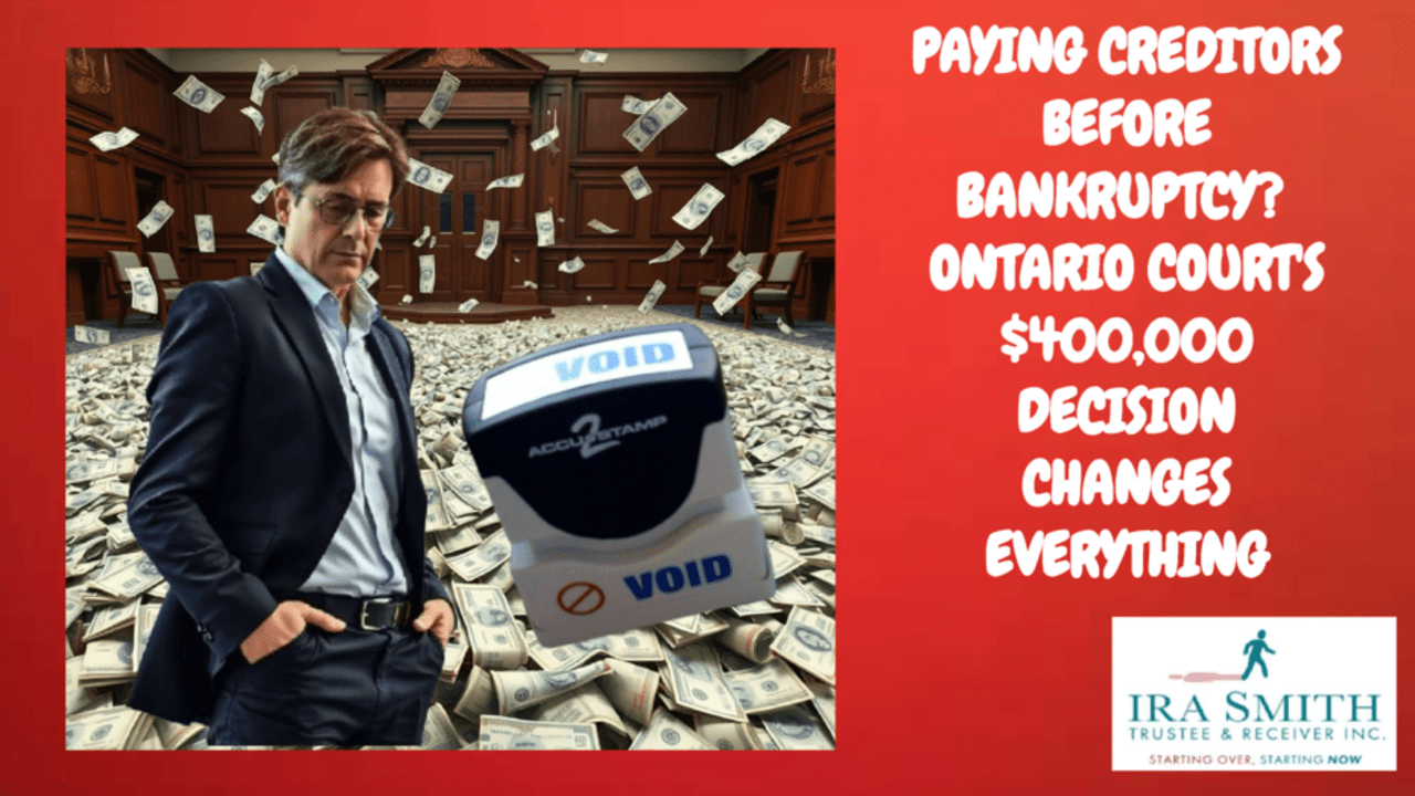 A red "VOID" stamp dramatically covers a stack of Canadian $400,000, representing a legal invalidation of previous financial arrangements.
