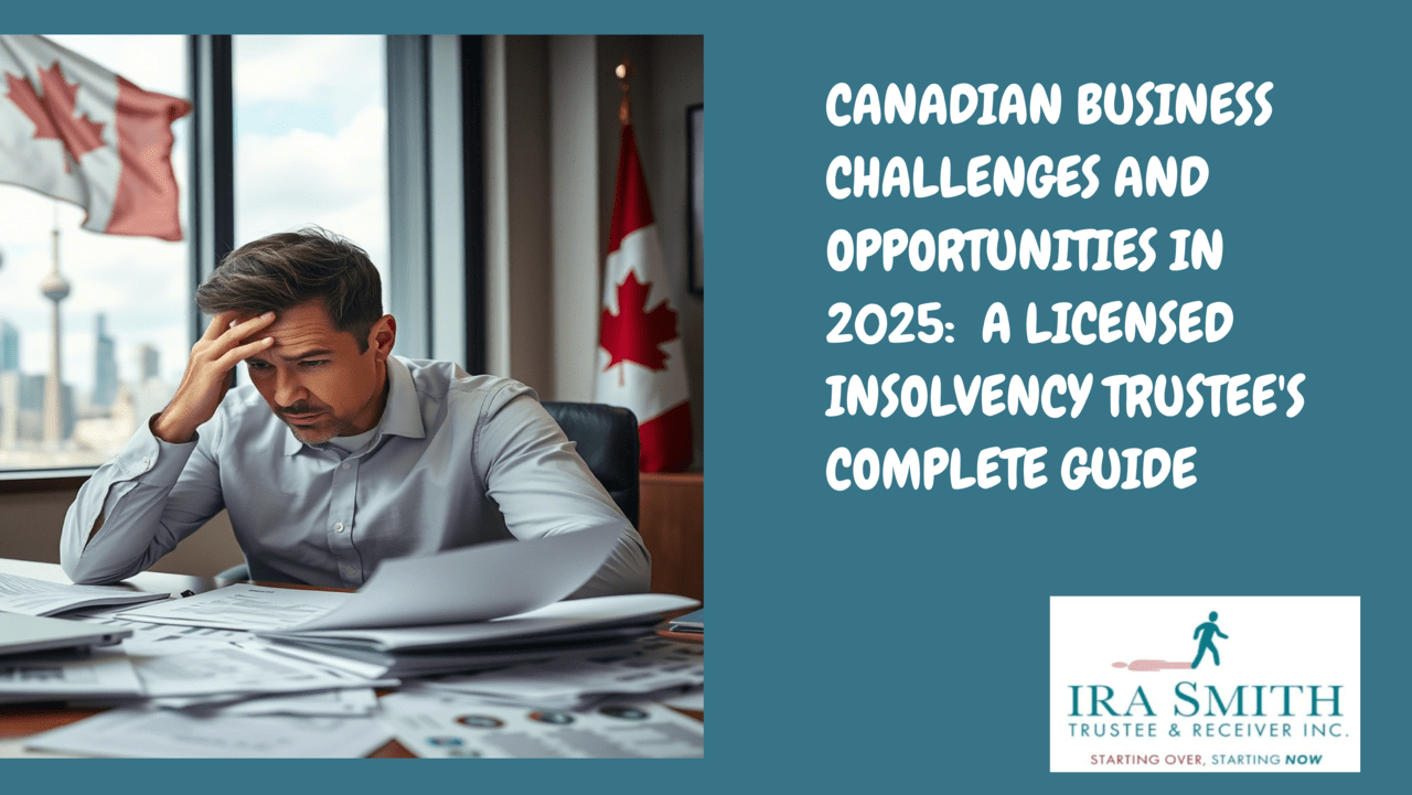 Owner of Canadian businesses reviewing financial statements in Toronto office, looking worried about business financial challenges