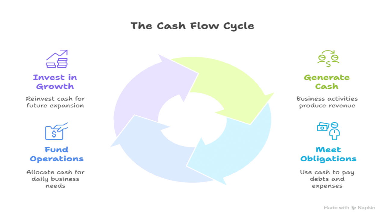 An infographic showing the cash flow cycle