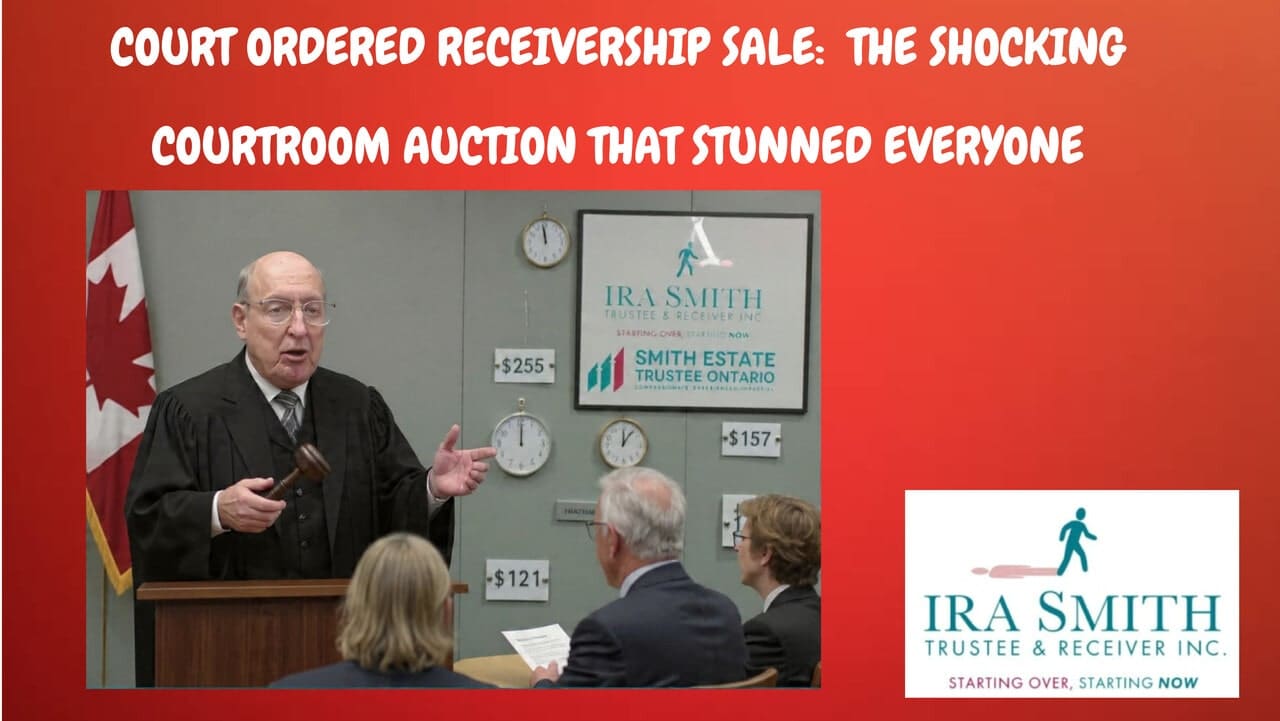 Court ordered receivership sale: Shocking courtroom auction by judge with gavel and courtroom bids where IRA SMITH TRUSTEE & RECEIVER INC. is the court-appointed receiver.